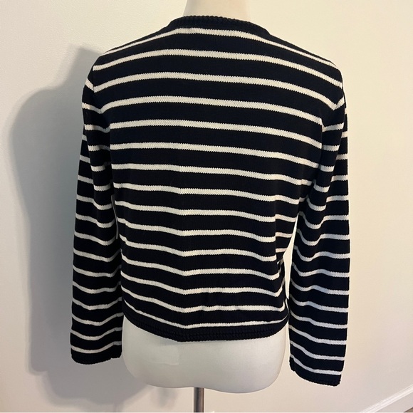 FRAME Wool Cotton blend Cardigan small gold buttons striped sweater - Picture 5 of 13